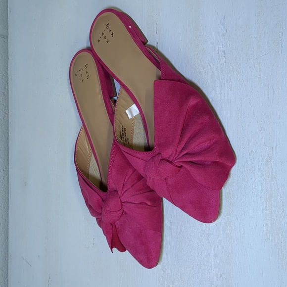 a new day Shoes - A New Day Women's Pink Bow Faux Suede Ballet Slide Mule Size 9 NWOT
